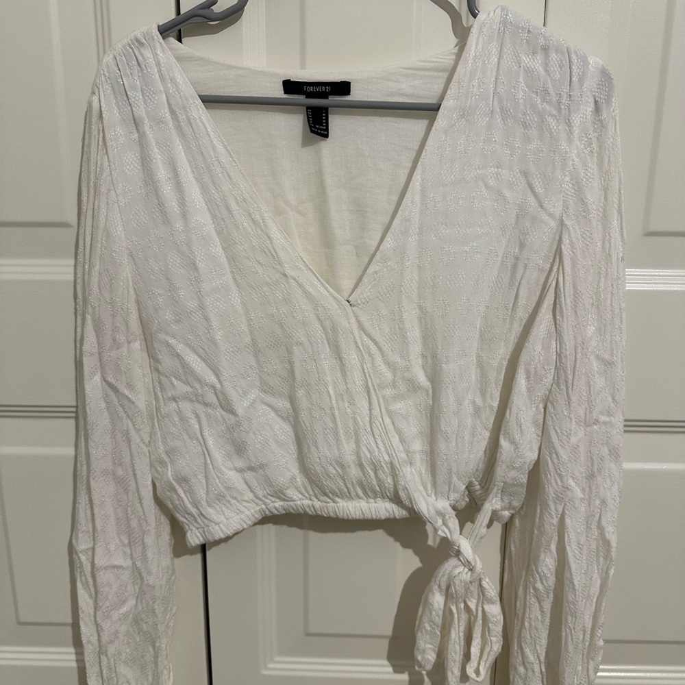 Express White Wrap Top